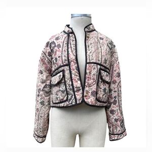 7 For All Mankind Patchwork Quilted Pink Cream Jacket Women’s SZ- M
